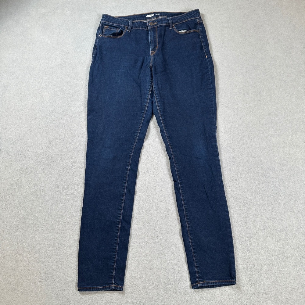 Old Navy Rockstar Super Skinny Jeans Dark Wash Indigo Women 12 Long Stretch